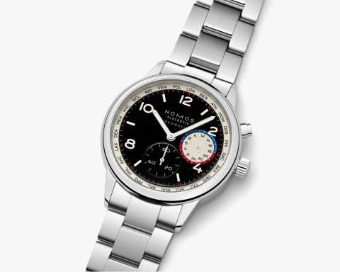 NOMOS Club Sport neomatik Worldtimer Dark ref. 793 siyah kadran ve çelik bilezikle