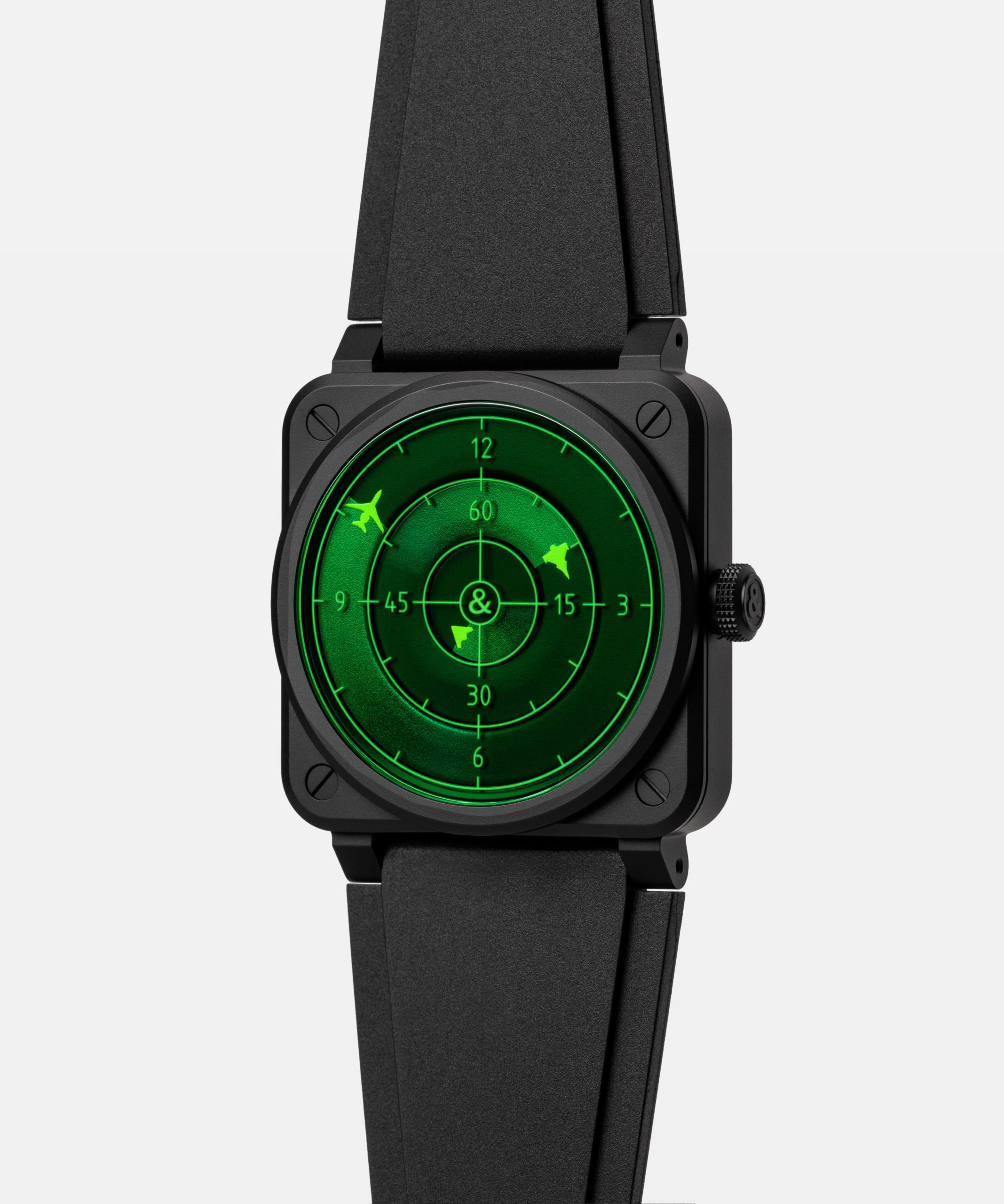 Bell & Ross BR-03 Green Radar Ceramic önden görünüm