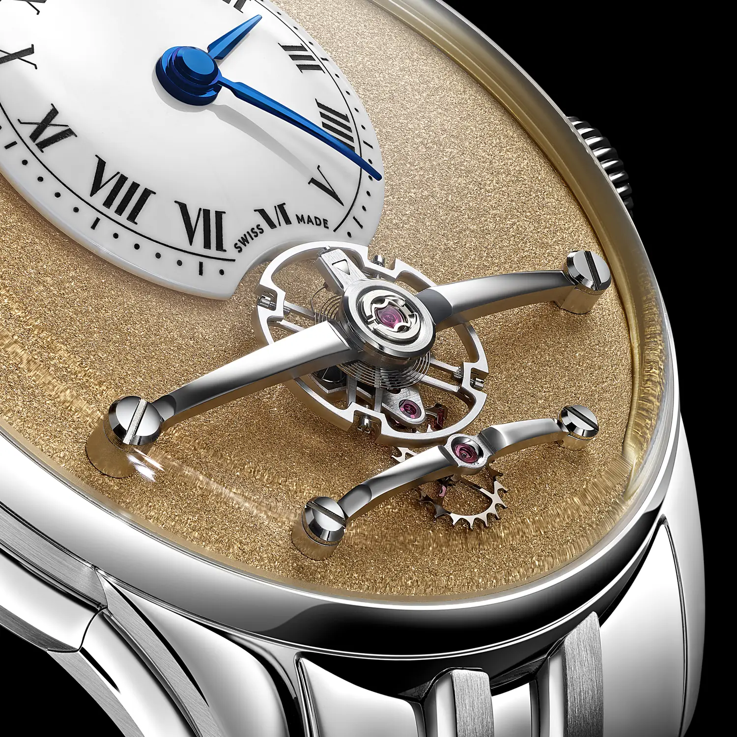 Christopher Ward C1 Loco Classic balans ve eşapman detayı Christopher Ward C1 Loco Classic kadran tarafında görünen serbest yaylı balans, eşapman ve yuvarlak cilalı köprüler