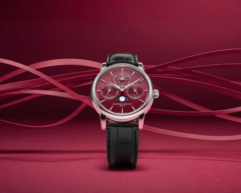 Frederique Constant Classic Perpetual Calendar Manufacture FC-776BRG3H6, güneş ışını fırçalı bordo kadran ve siyah timsah derisi kayış