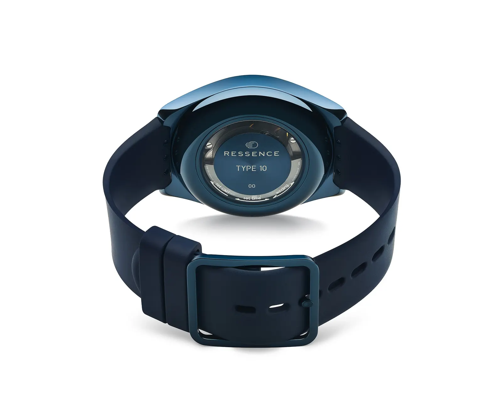 Ressence TYPE 10 arka kapak Ressence TYPE 10 DN halka biçimli safir pencereli arka kapak ve titanyum toka