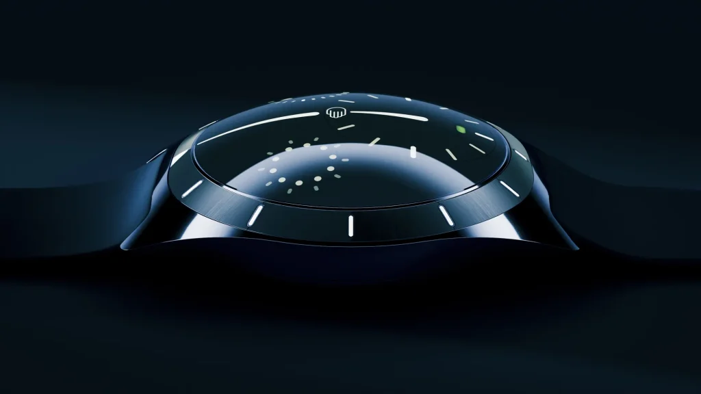 Ressence TYPE 10 DN, Dark Night mavisi titanyum kasa, dışbükey kadran ve entegre kauçuk kayış