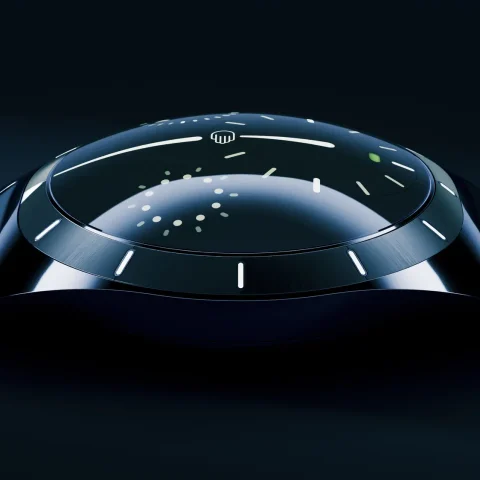 Ressence TYPE 10 DN, Dark Night mavisi titanyum kasa, dışbükey kadran ve entegre kauçuk kayış