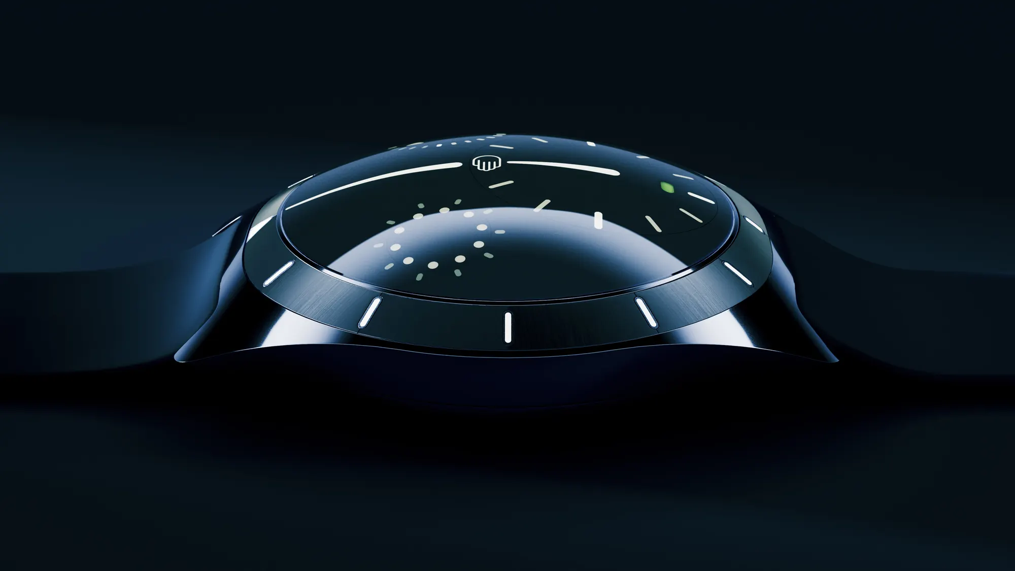 Ressence TYPE 10 DN, Dark Night mavisi titanyum kasa, dışbükey kadran ve entegre kauçuk kayış